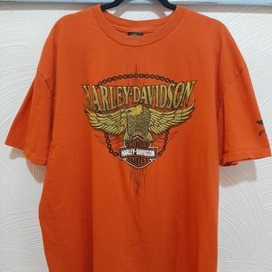 Harley Davidson orange graphic tee Z&M Harley Greensburg PA Motocore 2XL